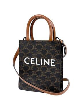 Celine Mini Vertical Cover Triomphe Black Brown Tote Bag